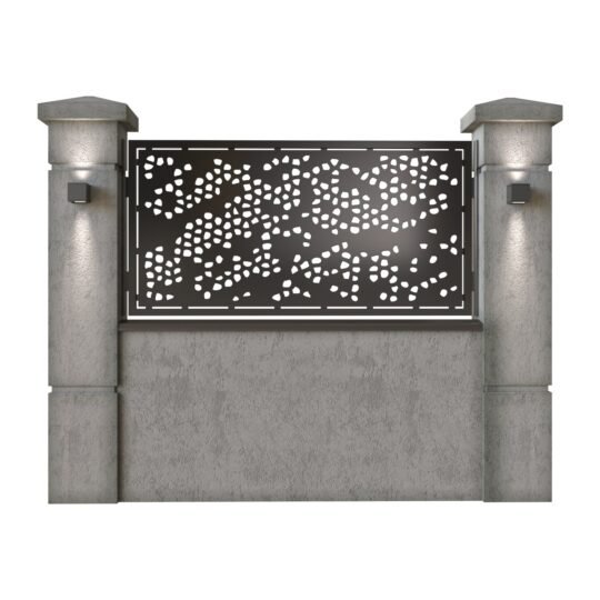 Panou de gard mic din tabla decupata (traforata) CNC cu plasma, model Pixel, SM PIX02, 1940 x 990 mm, Negru