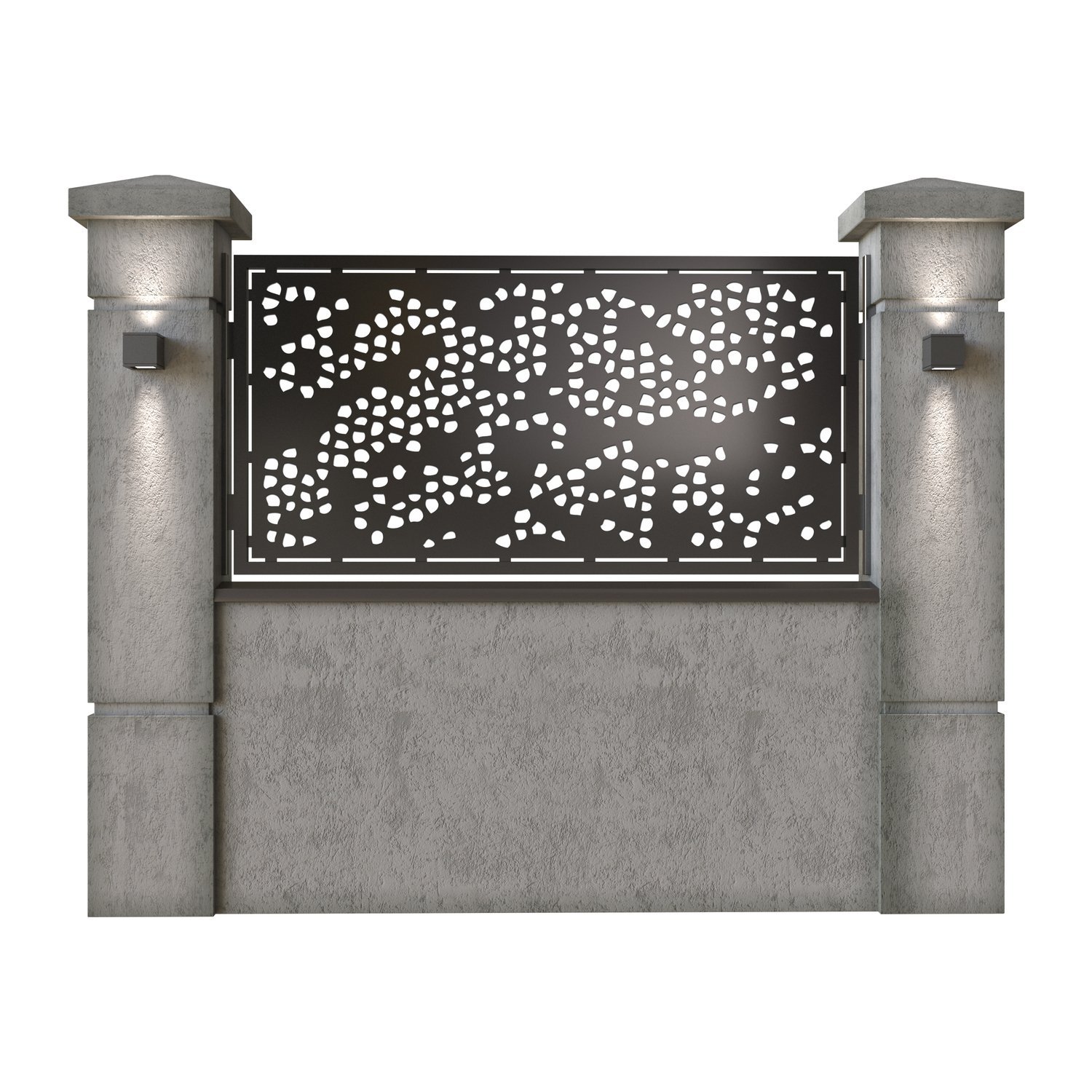 Panou de gard mic din tabla decupata (traforata) CNC cu plasma, model Pixel, SM PIX02, 1940 x 990 mm, Negru