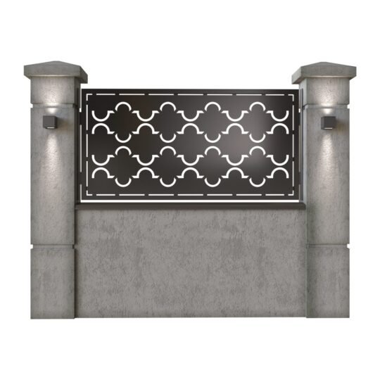 Panou de gard mic din tabla decupata (traforata) CNC cu plasma, model Plaza, SM PLZ02, 1940 x 990 mm, Negru