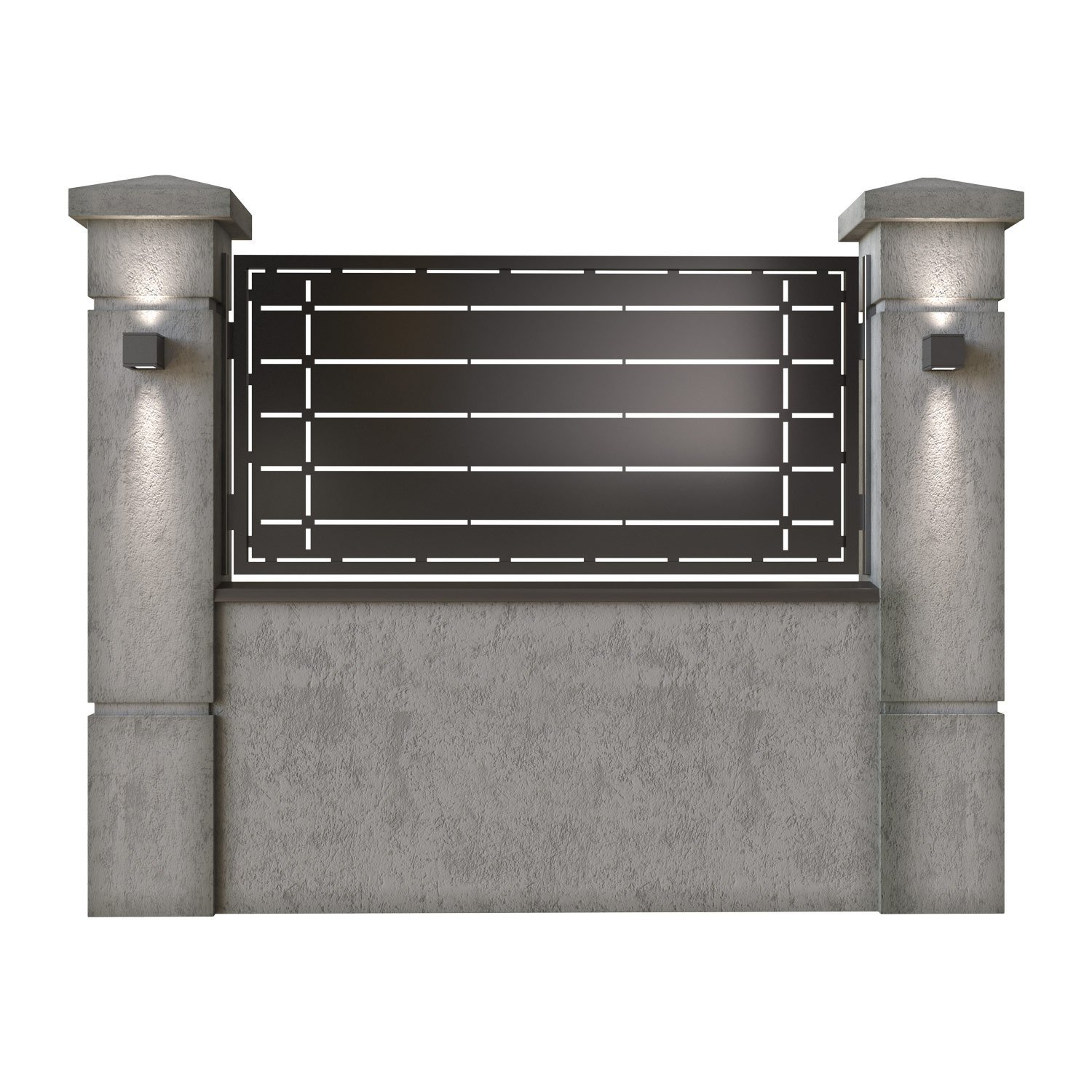 Panou de gard mic din tabla decupata (traforata) CNC cu plasma, model Porto, SM POR02, 1940 x 990 mm, Negru