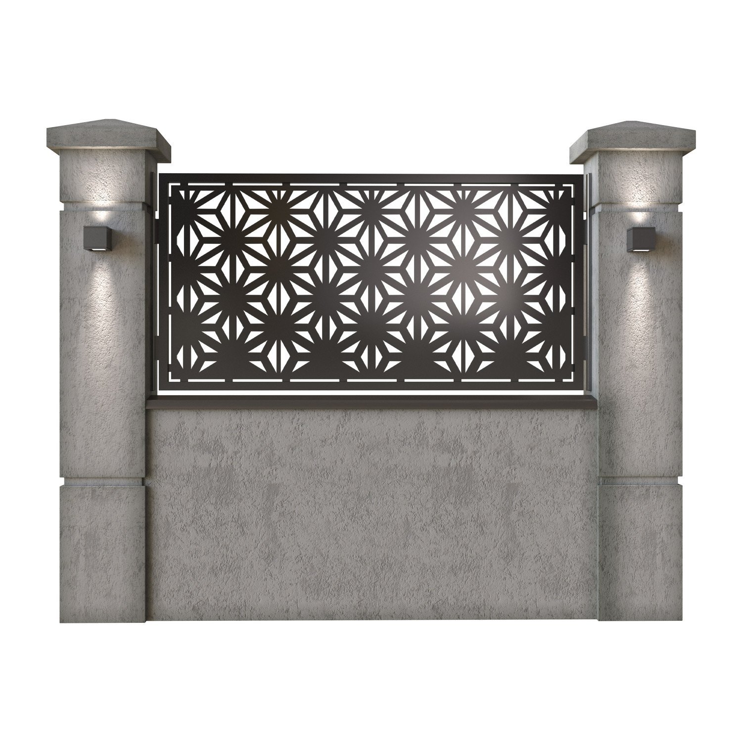 Panou de gard mic din tabla decupata (traforata) CNC cu plasma, model Premium, SM PRE02, 1940 x 990 mm, Negru