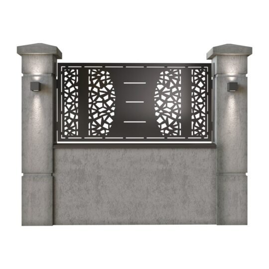 Panou de gard mic din tabla decupata (traforata) CNC cu plasma, model Primo, SM PRM02, 1940 x 990 mm, Negru