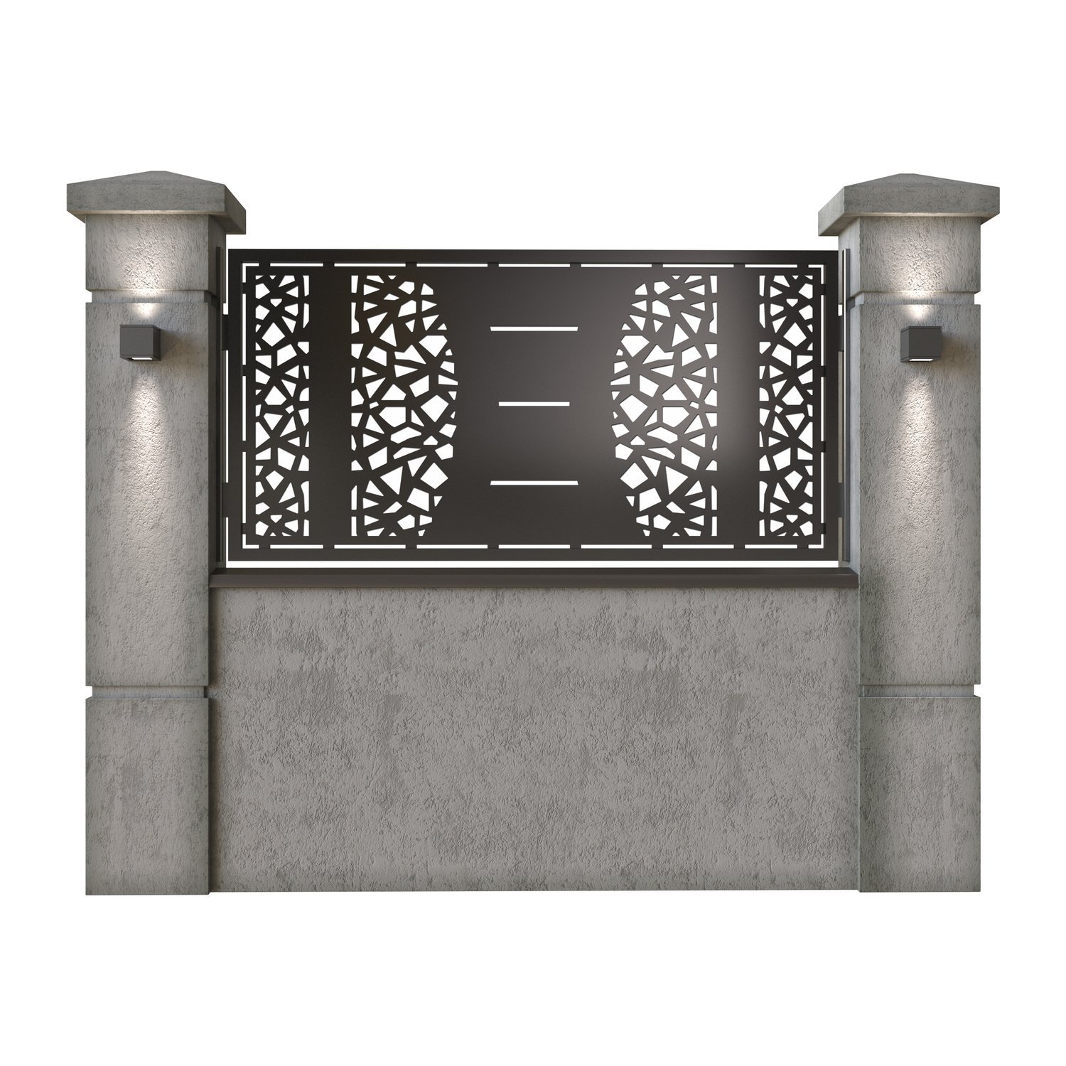 Panou de gard mic din tabla decupata (traforata) CNC cu plasma, model Primo, SM PRM02, 1940 x 990 mm, Negru