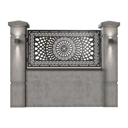 Panou de gard mic din tabla decupata (traforata) CNC cu plasma, model Qatar, SM QTR02, 1940 x 990 mm, Negru