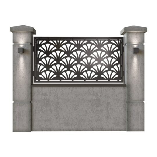 Panou de gard mic din tabla decupata (traforata) CNC cu plasma, model Retro, SM RTR02, 1940 x 990  mm, Negru