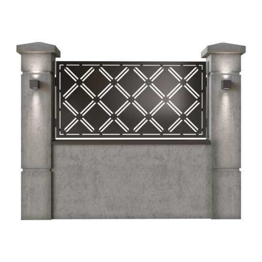 Panou de gard mic din tabla decupata (traforata) CNC cu plasma, model Royal, SM RYL02, 1940 x 990 mm, Negru