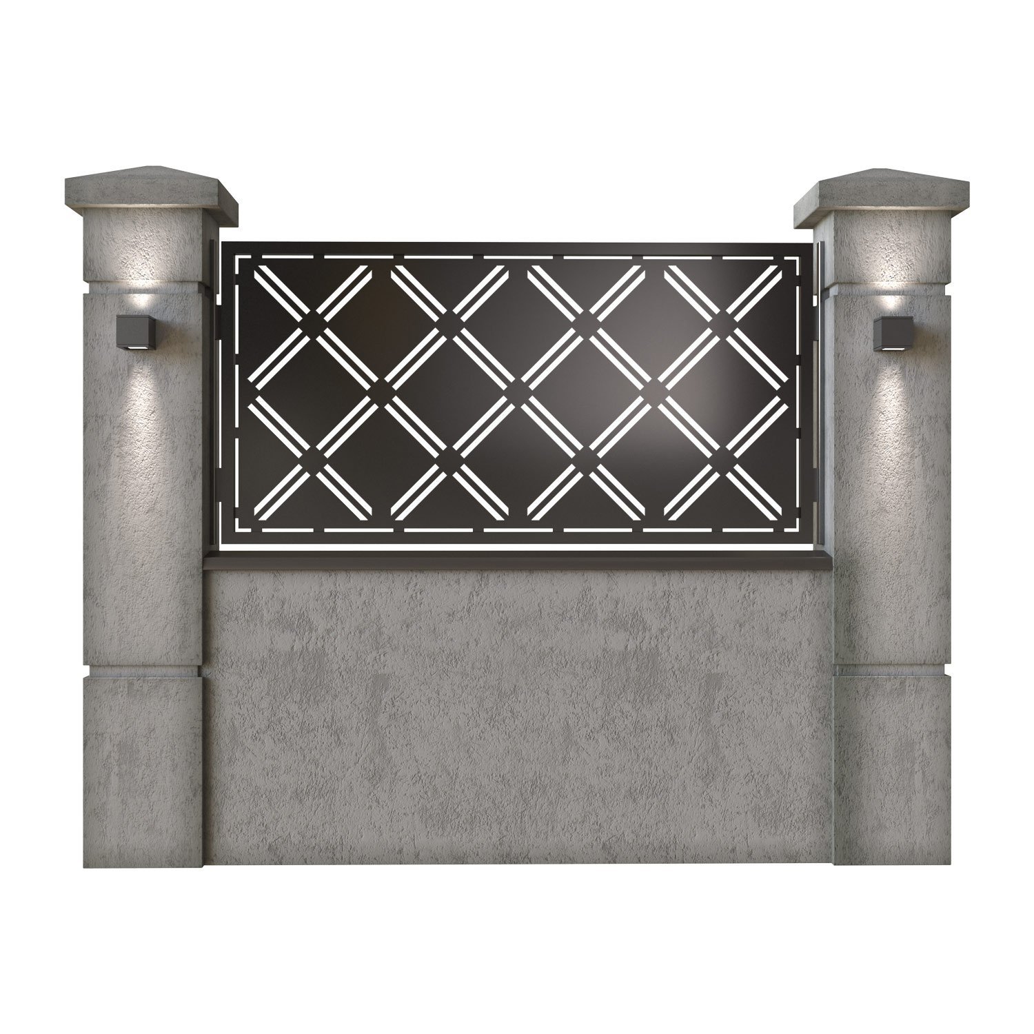 Panou de gard mic din tabla decupata (traforata) CNC cu plasma, model Royal, SM RYL02, 1940 x 990 mm, Negru