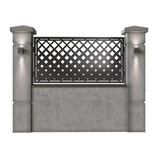 Panou de gard mic din tabla decupata (traforata) CNC cu plasma, model Rumba, SM RMB02, 1940 x 990 mm, Negru