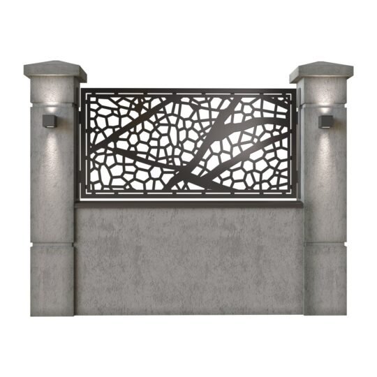 Panou de gard mic din tabla decupata (traforata) CNC cu plasma, model Sahara, SM SHR02, 1940 x 990 mm, Negru