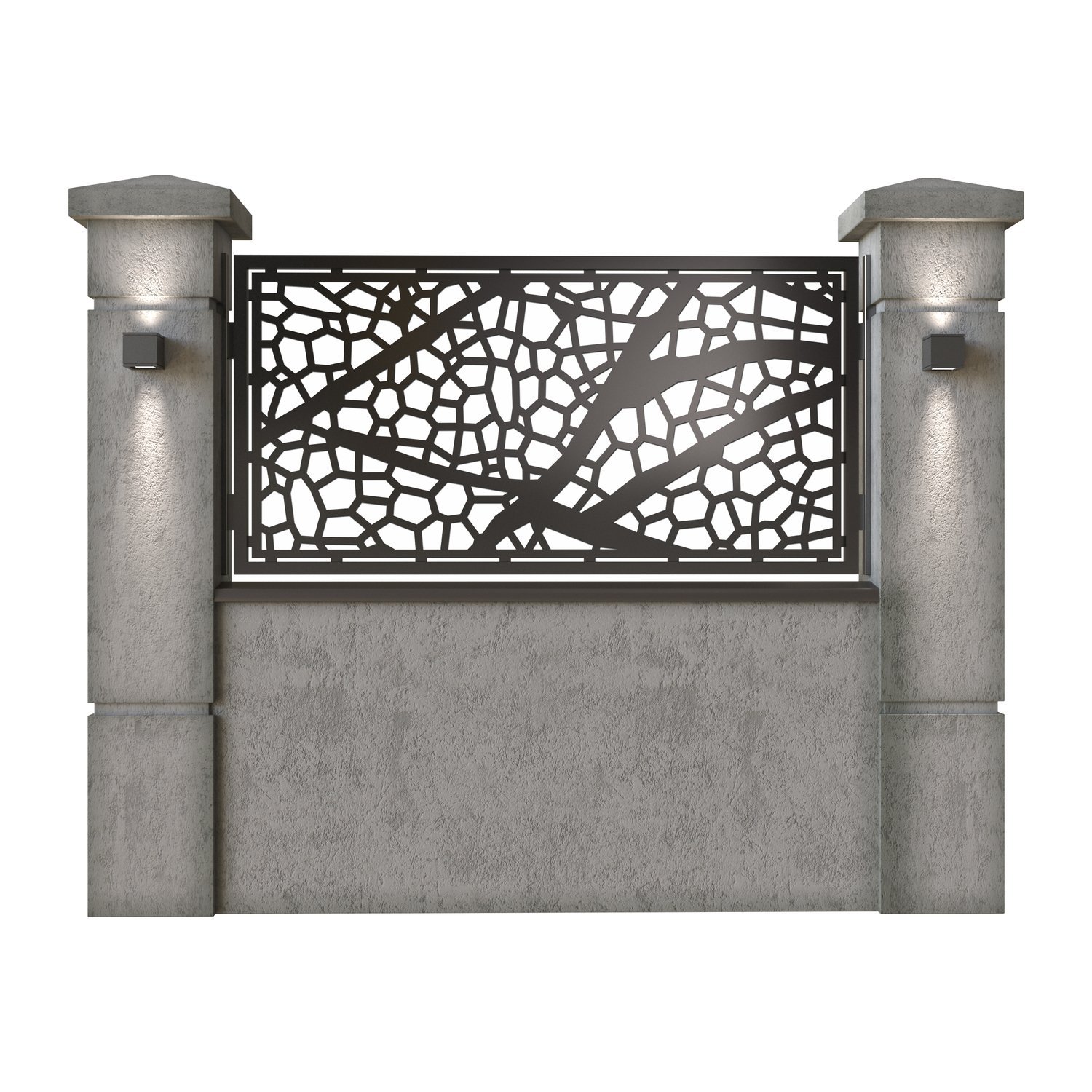 Panou de gard mic din tabla decupata (traforata) CNC cu plasma, model Sahara, SM SHR02, 1940 x 990 mm, Negru