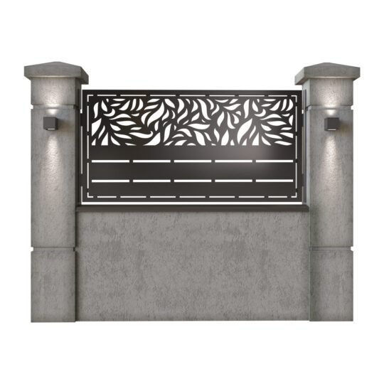 Panou de gard mic din tabla decupata (traforata) CNC cu plasma, model Tenerife, SM TNR02, 1940 x 990 mm, Negru