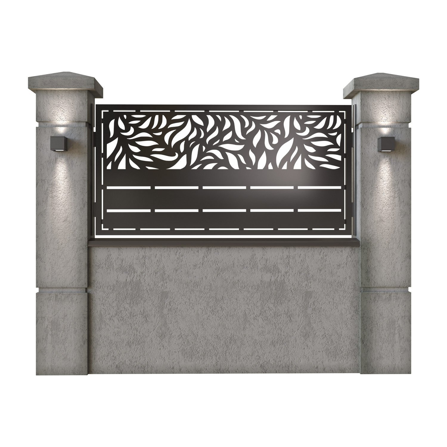 Panou de gard mic din tabla decupata (traforata) CNC cu plasma, model Tenerife, SM TNR02, 1940 x 990 mm, Negru