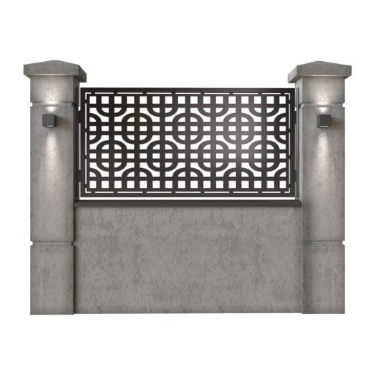 Panou de gard mic din tabla decupata (traforata) CNC cu plasma, model Toronto, SM TRT02, 1940 x 990 mm, Negru