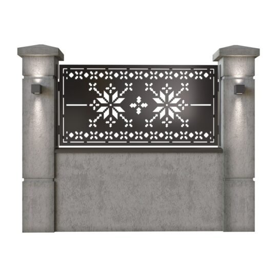 Panou de gard mic din tabla decupata (traforata) CNC cu plasma, model Traditional, SM TRD02, 1940 x 990 mm, Negru