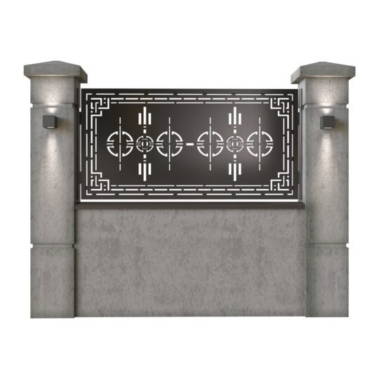 Panou de gard mic din tabla decupata (traforata) CNC cu plasma, model Tribal, SM TRB02, 1940 x 990 mm, Negru
