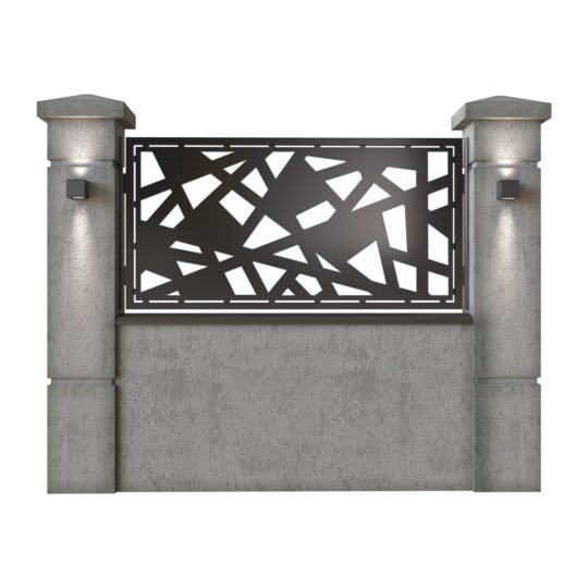 Panou de gard mic din tabla decupata (traforata) CNC cu plasma, model Urban, SM URB02, 1940 x 990 mm, Negru