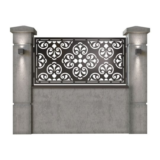 Panou de gard mic din tabla decupata (traforata) CNC cu plasma, model Vega, SM VEGA02, 1940 x 990 mm, Negru