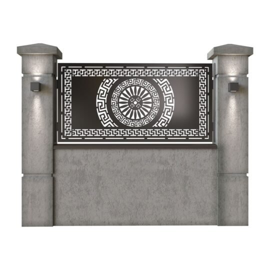 Panou de gard mic din tabla decupata (traforata) CNC cu plasma, model Versus, SM VRSA02, 1940 x 990 mm, Negru