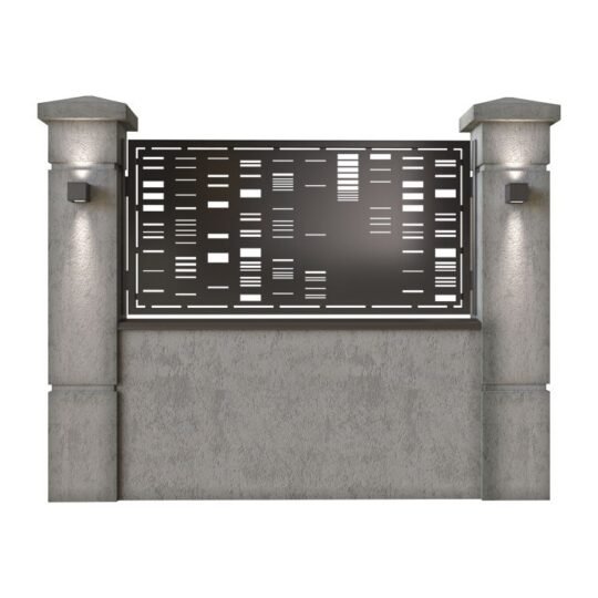 Panou de gard mic din tabla decupata (traforata) CNC cu plasma, model Vertical, SM VRT02, 1940 x 990 mm, Negru