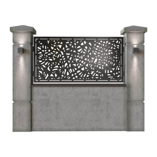 Panou de gard mic din tabla decupata (traforata) CNC cu plasma, model Vitralis, SM VTR02, 1940 x 990 mm, Negru