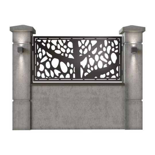 Panou de gard mic din tabla decupata (traforata) CNC cu plasma, model Vogue, SM VOG02, 1940 x 990 mm, Negru