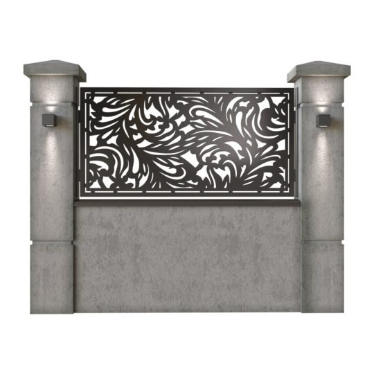 Panou de gard mic din tabla decupata (traforata) CNC cu plasma, model Vortex, SM VTX02, 1940 x 990 mm, Negru