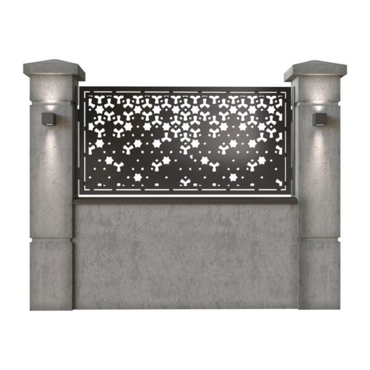 Panou de gard mic din tabla decupata (traforata) CNC cu plasma, model Zara, SM ZRA02, 1940 x 990 mm, Negru