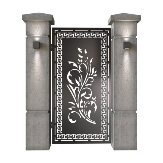 Poarta pietonala din tabla decupata (traforata CNC) cu plasma, model Adora, SM ADR01, 990 x 1940 mm, Negru