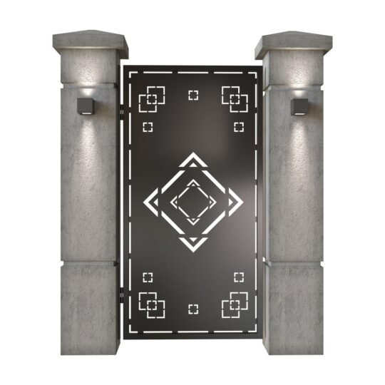 Poarta pietonala din tabla decupata (traforata CNC) cu plasma, model Amalfi, SM AMF01, 990 x 1940 mm, Negru