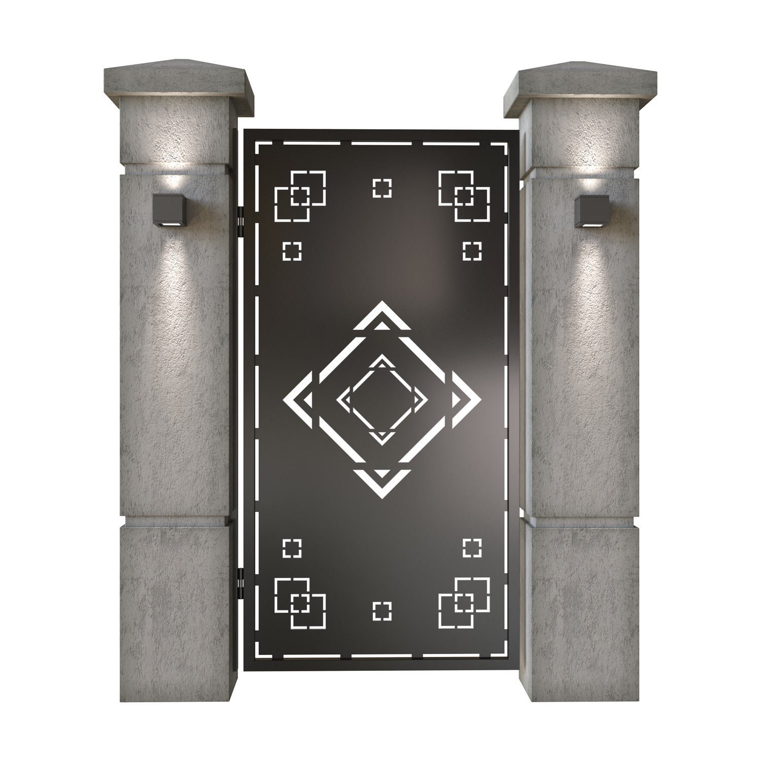 Poarta pietonala din tabla decupata (traforata CNC) cu plasma, model Amalfi, SM AMF01, 990 x 1940 mm, Negru