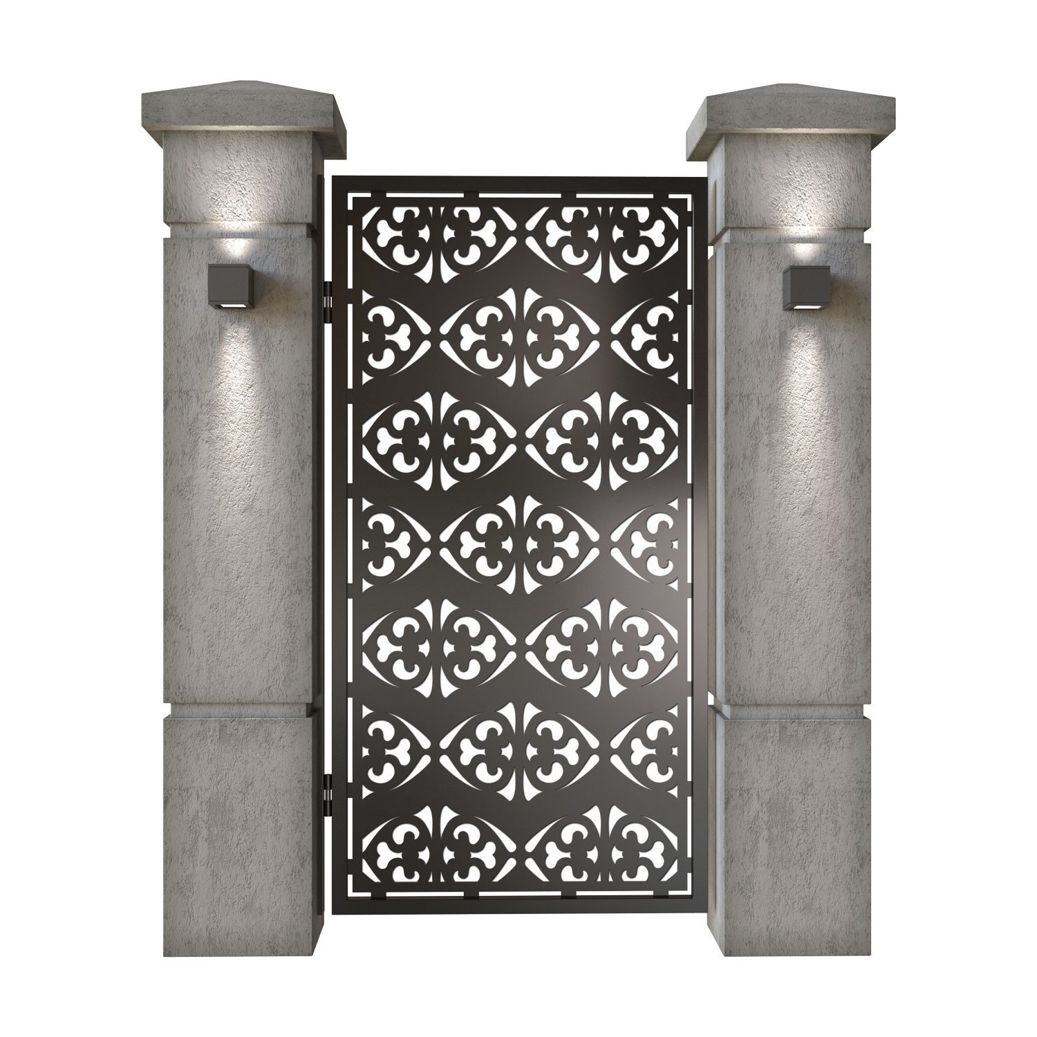 Poarta pietonala din tabla decupata (traforata CNC) cu plasma, model Art Deco, SM ART01, 990 x 1940 mm, Negru