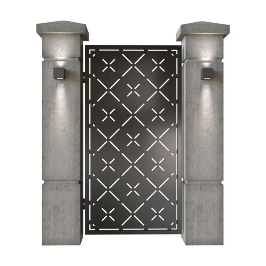 Poarta pietonala din tabla decupata (traforata CNC) cu plasma, model Aztec, SM AZT01, 990 x 1940 mm, Negru