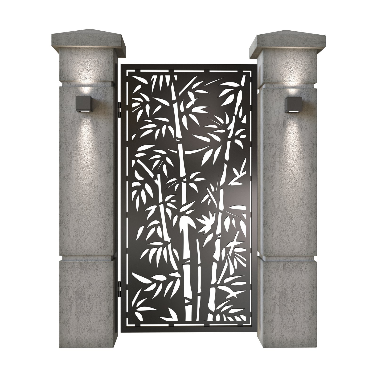 Poarta pietonala din tabla decupata (traforata CNC) cu plasma, model Bamboo, SM BMB01, 990 x 1940 mm, Negru