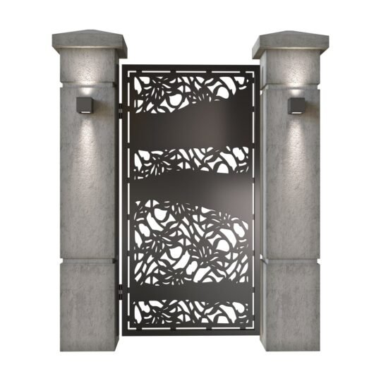 Poarta pietonala din tabla decupata (traforata CNC) cu plasma, model Band, SM BND01, 990 x 1940 mm, Negru