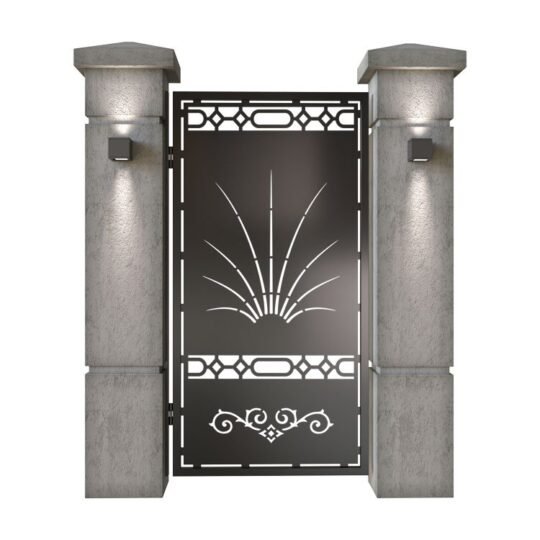 Poarta pietonala din tabla decupata (traforata CNC) cu plasma, model Castel, SM CST01, 990 x 1940 mm, Negru