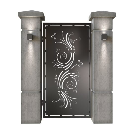 Poarta pietonala din tabla decupata (traforata CNC) cu plasma, model Concept, SM CNP01, 990 x 1940 mm, Negru