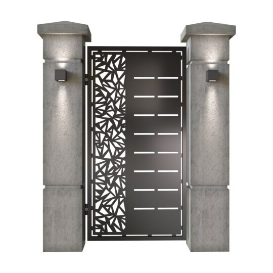 Poarta pietonala din tabla decupata (traforata CNC) cu plasma, model Decor, SM DCR01, 990 x 1940 mm, Negru