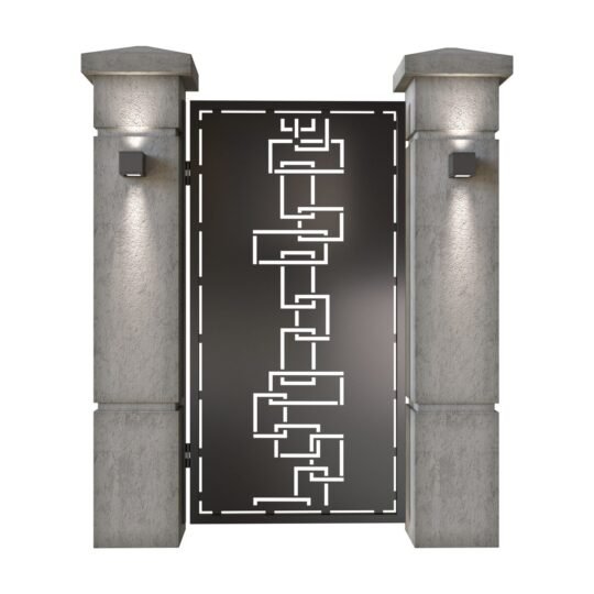 Poarta pietonala din tabla decupata (traforata CNC) cu plasma, model Domino, SM DMN01, 990 x 1940 mm, Negru