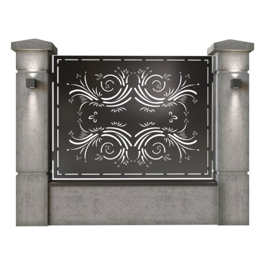 Panou de gard mare din tabla decupata (traforata) CNC cu plasma, model Concept, SM CNP03, 1940 x 1500 mm, Negru