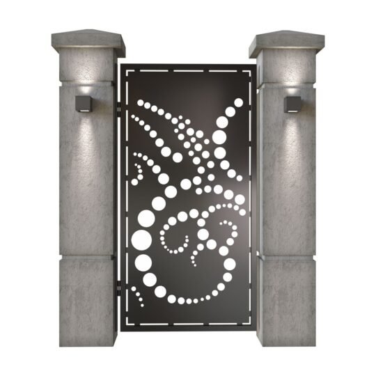 Poarta pietonala din tabla decupata (traforata CNC) cu plasma, model Dots, SM DTS01, 990 x 1940 mm, Negru