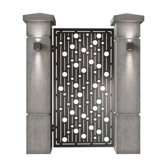 Poarta pietonala din tabla decupata (traforata CNC) cu plasma, model Dotto, SM DT001, 990 x 1940 mm, Negru