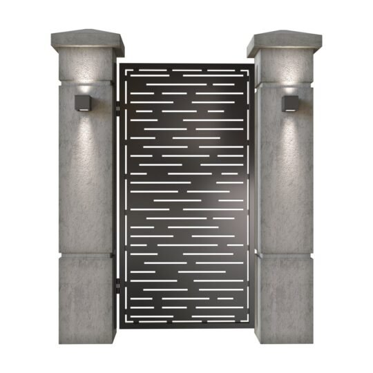 Poarta pietonala din tabla decupata (traforata CNC) cu plasma, model Dungi, SM DNG01, 990 x 1940 mm, Negru