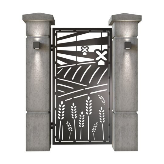 Poarta pietonala din tabla decupata (traforata CNC) cu plasma, model Ferma, SM FRM01, 990 x 1940 mm, Negru