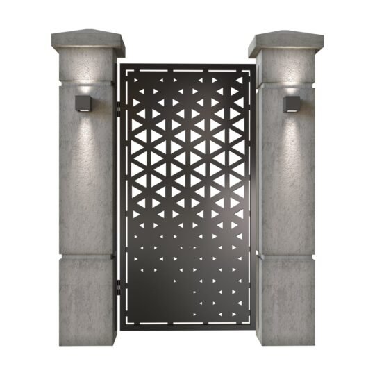 Poarta pietonala din tabla decupata (traforata CNC) cu plasma, model Gradient, SM GDT01, 990 x 1940 mm, Negru