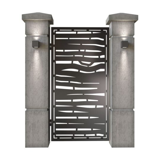 Poarta pietonala din tabla decupata (traforata CNC) cu plasma, model Loft, SM LFT01, 990 x 1940 mm, Negru