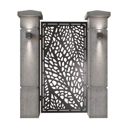 Poarta pietonala din tabla decupata (traforata CNC) cu plasma, model Macro, SM MCR01, 990 x 1940 mm, Negru