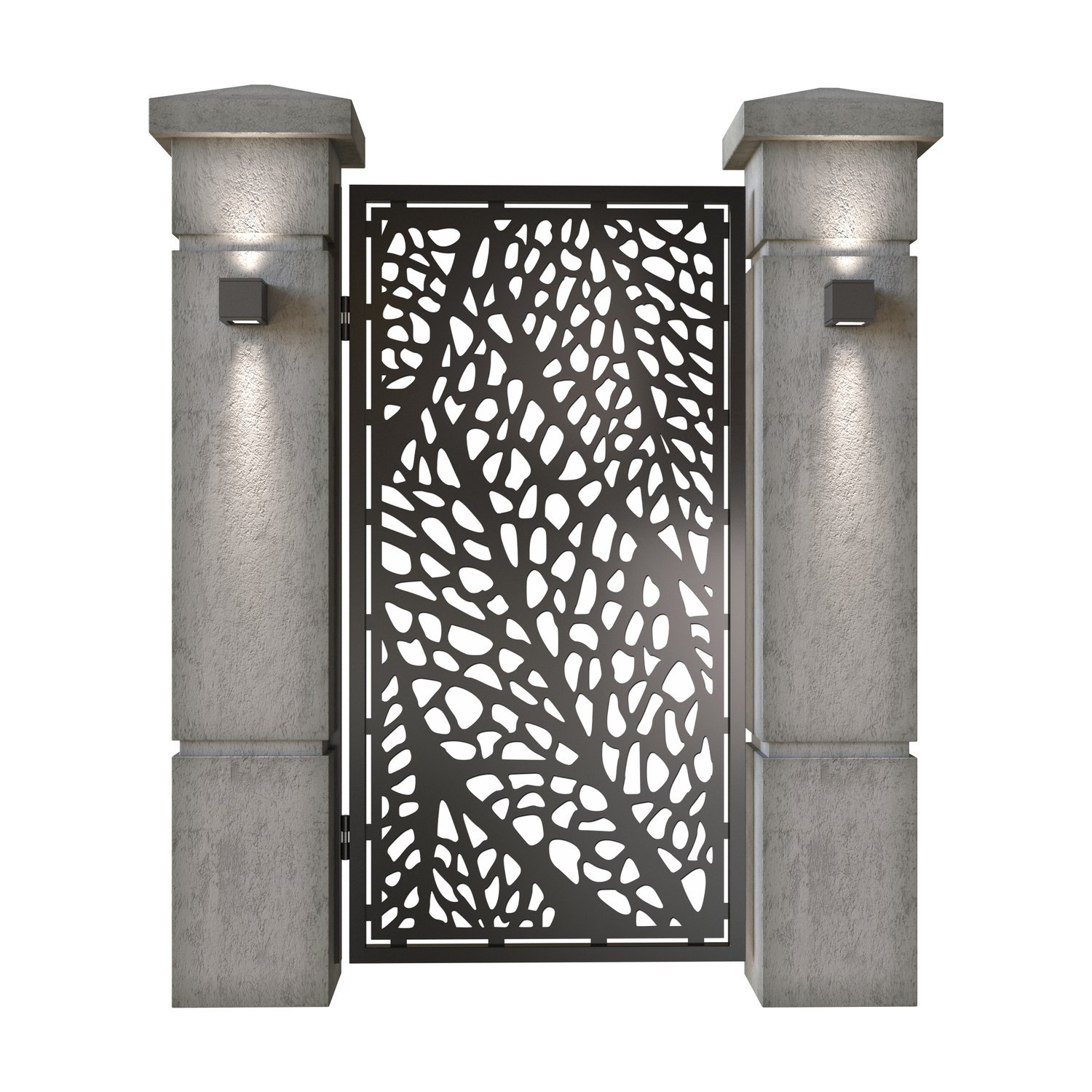 Poarta pietonala din tabla decupata (traforata CNC) cu plasma, model Macro, SM MCR01, 990 x 1940 mm, Negru