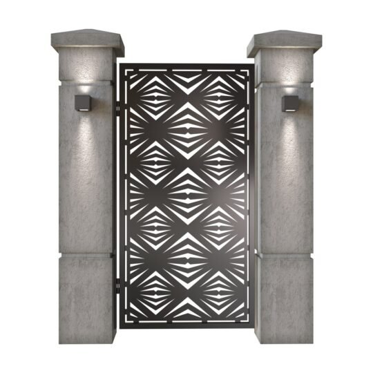 Poarta pietonala din tabla decupata (traforata CNC) cu plasma, model Maldives, SM MLD01, 990 x 1940 mm, Negru