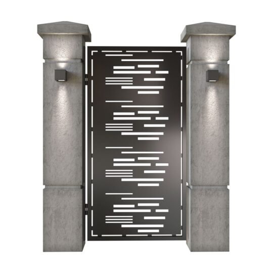 Poarta pietonala din tabla decupata (traforata CNC) cu plasma, model Minimal, SM MNM01, 990 x 1940 mm, Negru