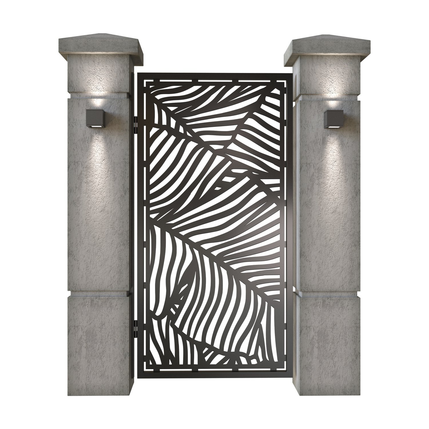 Poarta pietonala din tabla decupata (traforata CNC) cu plasma, model Modern, SM MDN01, 990 x 1940 mm, Negru